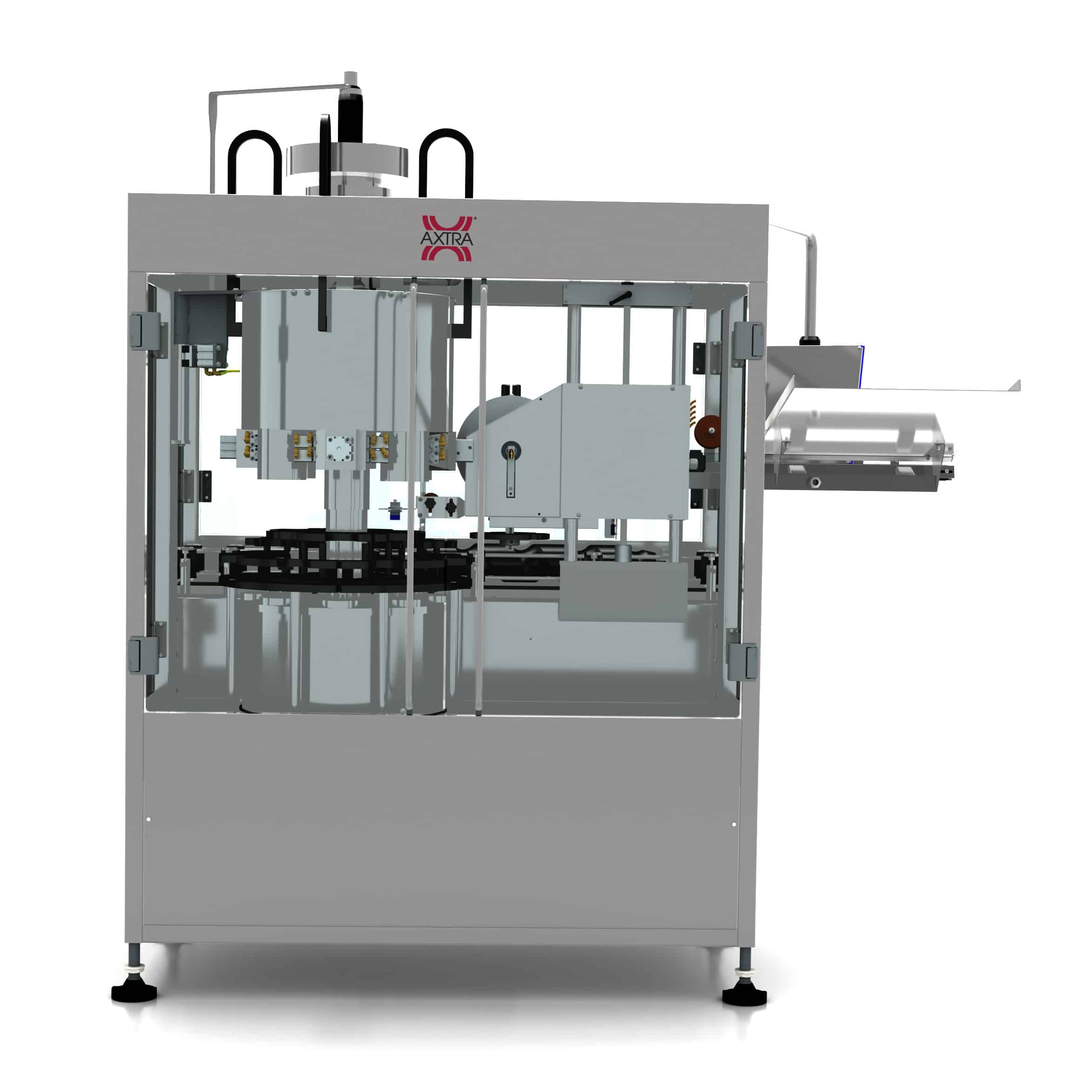 AXTRA long capsule application machine with enclosed safety guarding for sparkling wine bottling lines