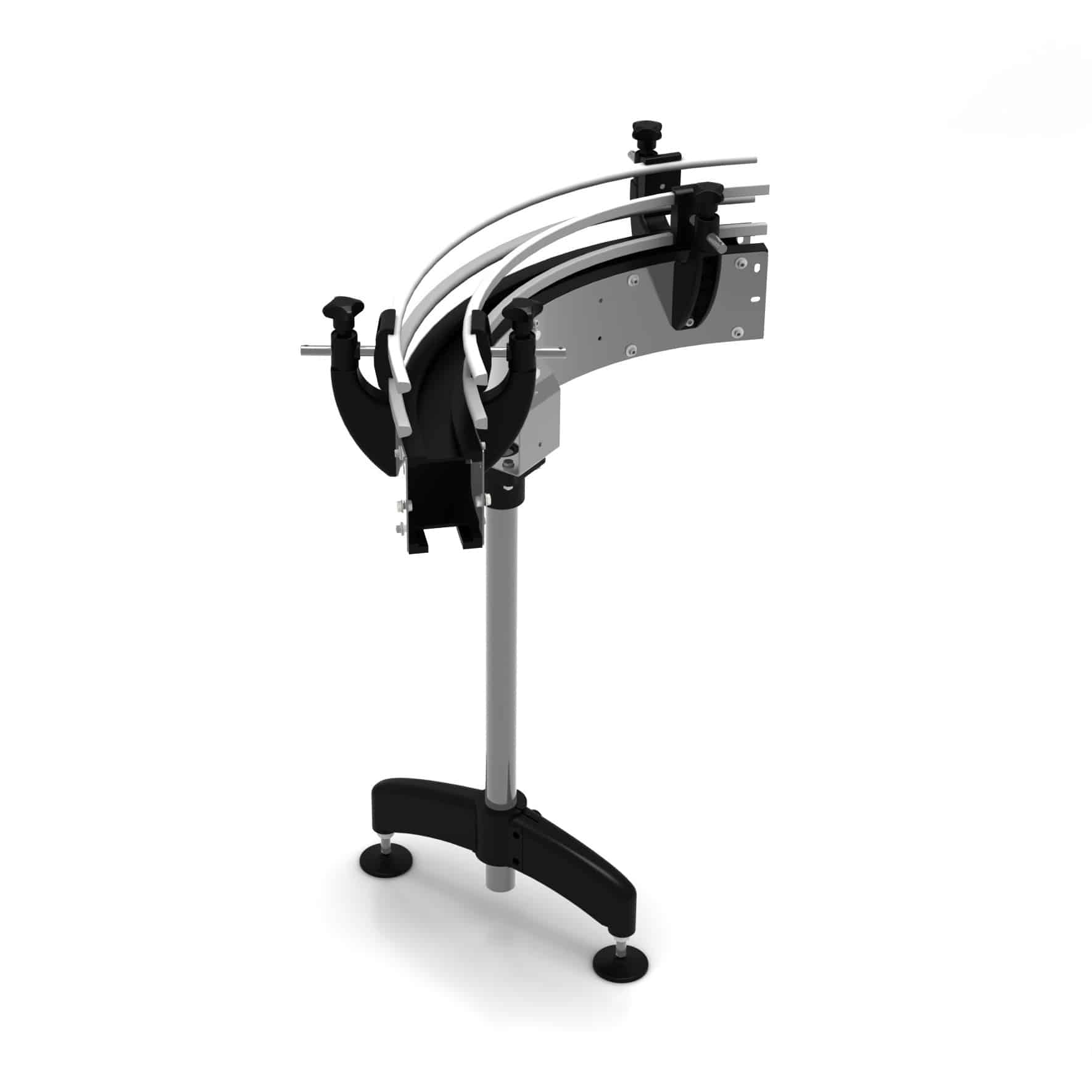 AXTRA conveyor curve, a curved conveyor section that changes the direction of individual containers on an adjustable support leg